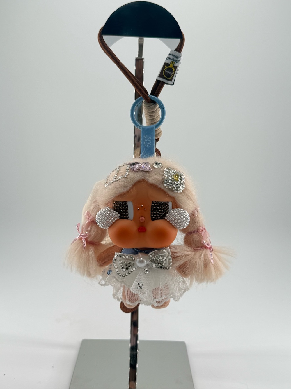 Cry baby Doll Keychain with a Rhinestone Dress